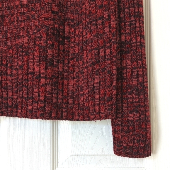 Investments 90's Vintage Marled Ribbed Knit Mock Neck Sweater Red Black Medium - Picture 6 of 9